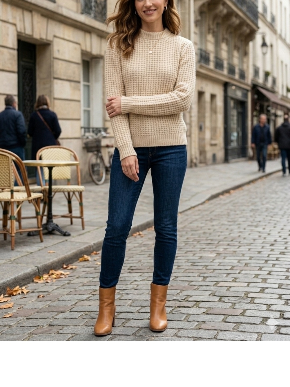 Zara Textured Waffle-knit Cream Cozy Sweater Size M